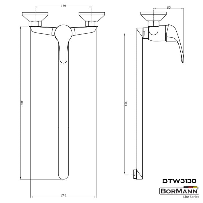 BORMANN ELITE BTW3130 Μπαταρία Κουζίνας Zebra 35mm Αναμεικτική Επιτοίχια 620G BORMANN ELITE - Image 2