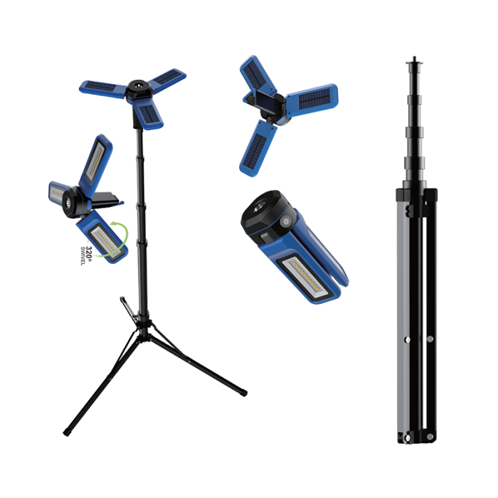 BORMANN Pro BPR6070 Φακός/Λάμπα Εργασίας Επαναφορτιζόμενος Led 1200Lm, Με Ηλιακά Πάνελ BORMANN Pro