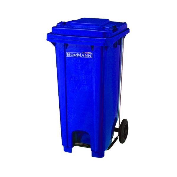 ΚΑΔΟΣ ΑΠΟΡΙΜΜΑΤΩΝ ΤΡΟΧΗΛΑΤΟΣ 120L, ΠΛΑΣΤΙΚΟΣ ΜΕ ΜΕΤΑΛΛΙΚΟ ΠΕΝΤΑΛ, 55x47x96cm, ΜΠΛΕ BORMANN ELITE