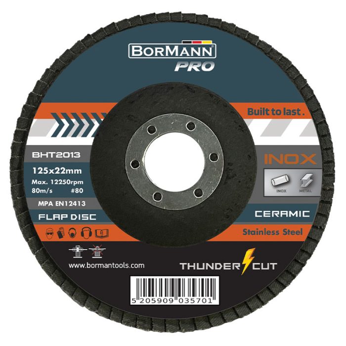 ΔΙΣΚΟΣ ΛΕΙΑΝΣΗΣ 20τεμ ''THUNDER-CUT" INOX ΜΕ ΦΥΛΛΑΡΑΚΙΑ CERAMIC Φ125x22 #80 BORMANN Pro BHT2013-20