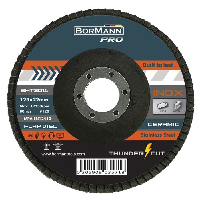 ΔΙΣΚΟΣ ΛΕΙΑΝΣΗΣ 20τεμ "THUNDER-CUT" INOX ΜΕ ΦΥΛΛΑΡΑΚΙΑ CERAMIC Φ125x22 #120 BORMANN Pro BHT2014-20