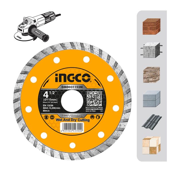 Διαμαντόδισκος Δομικών Υλικών Turbo 115mm x 7.5mm