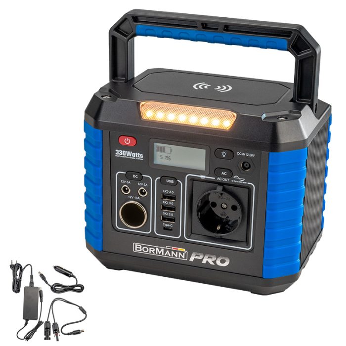 BORMANN Pro BBC5010 Power Station 330W, 288Wh/27000Mah, 12V/24V, Ac, Dc,Type C, Usb-A BORMANN Pro