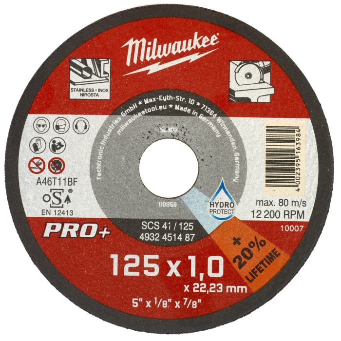 MILWAUKEE SCS 41 / 125 PRO+ ΛΕΠΤΟΣ ΔΙΣΚΟΣ ΚΟΠΗΣ ΜΕΤΑΛΛΟΥ Ø 125mm
