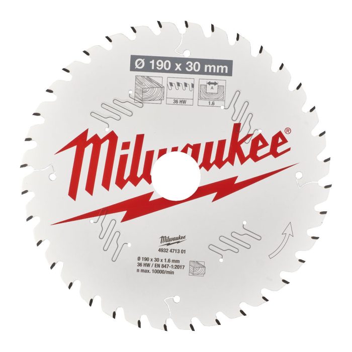 MILWAUKEE ΔΙΣΚΟΣ ΞΥΛΟΥ Ø190 CSB P W 190 x 30 x 1.6 x 36ATB