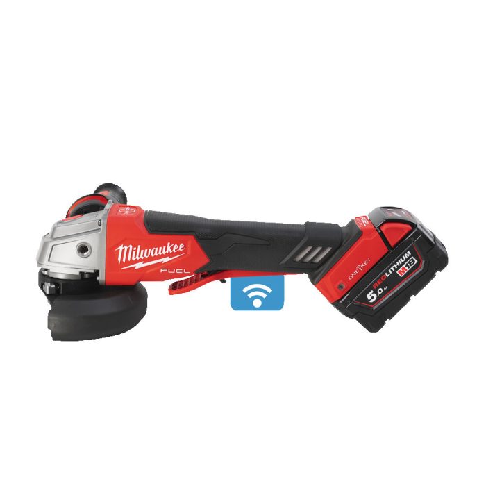 MILWAUKEE M18 FUEL™ ONE-KEY™ ONEFSAG125XPDB-502X ΓΩΝΙΑΚΟΣ ΤΡΟΧΟΣ Ø 125 MM ΥΨΗΛΗΣ ΑΠΟΔΟΣΗΣ ΜΕ ΔΙΑΚΟΠΤΗ ΤΥΠΟΥ ΣΚΑΝΔΑΛΗΣ ΚΑΙ ΦΡΕΝΟ