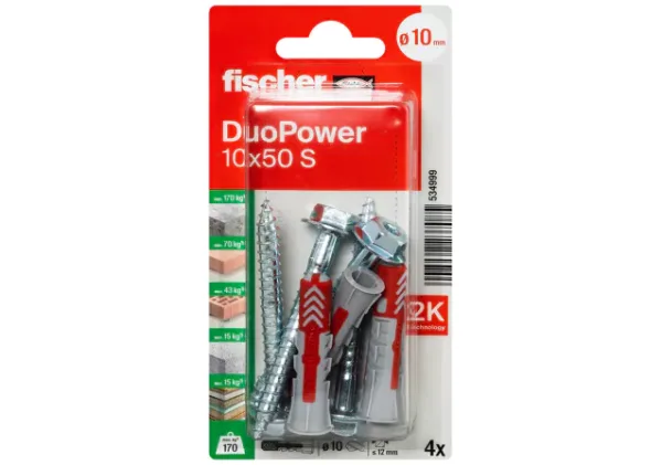 Βύσμα βίδα blister (4x) DuoPower 10x50 S