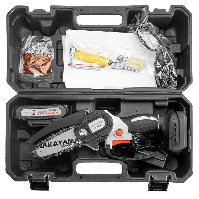 NAKAYAMA EC1040 Κλαδευτικό Αλυσοπρίονο Μπαταρίας 21V Brushless,Λάμα 10cm,825gr,1x2Ah Li-Ion,Βαλίτσα NAKAYAMA - Image 2